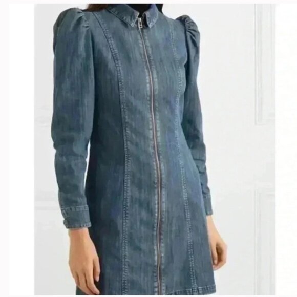 ALEXA CHUNG. Blue Puff Sleeve Sheath Dress. Size 8 - Picture 2 of 12